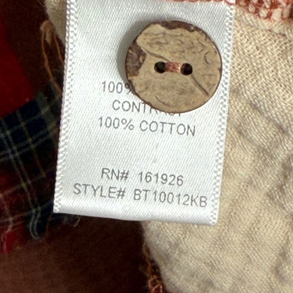 Blue Velvet Gauze Patchwork Tunic Dress Womens XL Terracotta Olive Floral Plaid - Picture 5 of 9